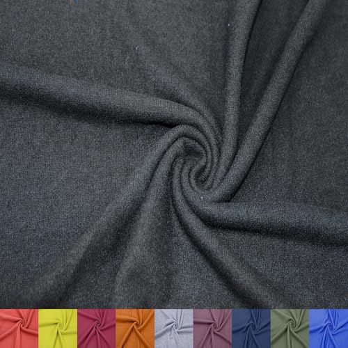 Stylish FABRIC SF-495-BLACK2-1 Merino-like Wool Brush Rayon Jersey with /2-Way Stretch/Knit, Apparel Fabric Polyester, Viskose, Spandex, gebürsteter Hacci-Stoff, Schwarz 2, 1 Yard von Stylish FABRIC