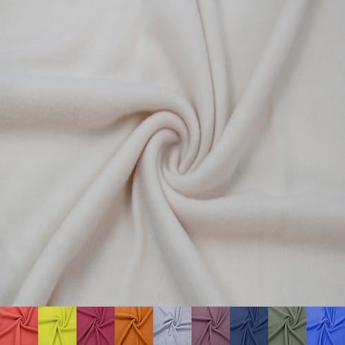 Stylish FABRIC SF-495-IVORYC-2 Rayon Jersey with Merino-like Wool Brush /2-Way Stretch/Knit, Apparel Fabric Polyester, Viskose, Spandex, gebürsteter Hacci-Stoff, Elfenbein C, 2 Yards von Stylish FABRIC