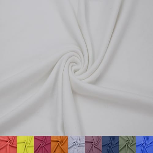 Stylish FABRIC SF-495-OFFWHITE-1 Rayon Jersey with Merino-like Wool Brush /2-Way Stretch/Knit, Apparel Fabric Polyester, Viskose, Spandex, gebürsteter Hacci-Stoff, Cremeweiß, 1 Yard von Stylish FABRIC