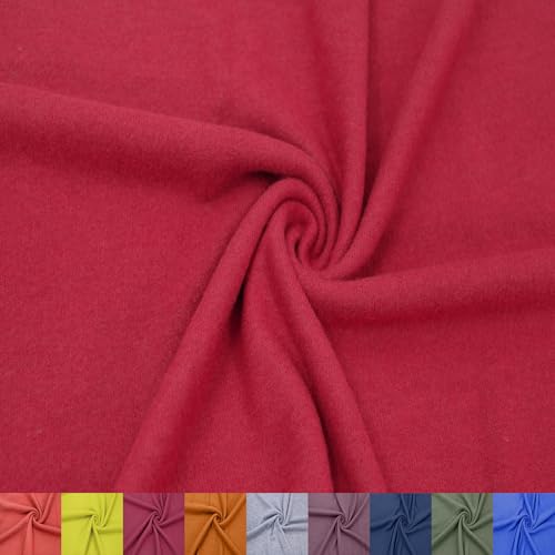 Stylish FABRIC SF-495-RUBY-1 Rayon Jersey with Merino-like Wool Brush /2-Way Stretch/Knit, Apparel Fabric Polyester, Viskose, Spandex, gebürsteter Hacci-Stoff, rubinrot, 1 Yard von Stylish FABRIC