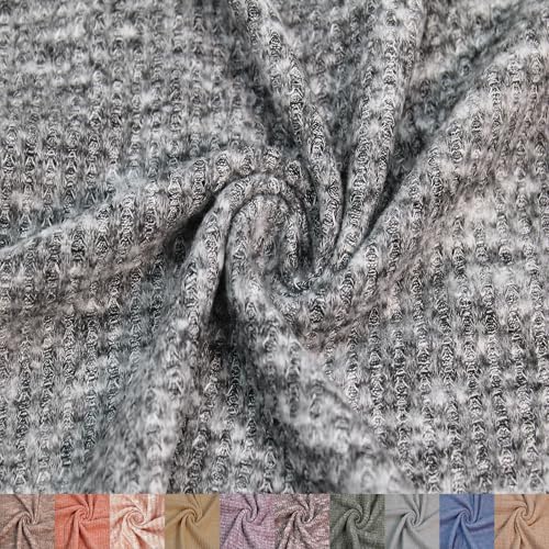 Stylish FABRIC The Yard-Bekleidung, 152,4 cm breiter Polyester-Elastan-Rayon-Stoff, gebürsteter Strickstoff, für Kleidung, Vorhänge, Stirnbänder, Dekorationen, Schule und DIY-Projekte, Heather Grey von Stylish FABRIC