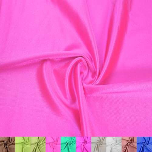 Stylish FABRIC The Yard-Stretch-Polyester-Spandex-Stoff, glänzend, 150 cm breit, ideal für Bekleidung, Activewear, Accessoires, Stirnbänder, Vorhänge, Heimdekoration und DIY-Projekte, Hotpink 2 Meter von Stylish FABRIC