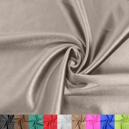 Stylish FABRIC The Yard Stretch-Polyester-Spandex-Stoff, glänzend, 150 cm breit, ideal für Bekleidung, Activewear, Accessoires, Stirnbänder, Vorhänge, Heimdekoration und DIY-Projekte, Taupe von Stylish FABRIC