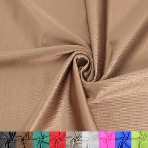 Stylish FABRIC The Yard Stretch-Polyester-Spandex-Stoff, glänzend, 150 cm breit, ideal für Bekleidung, Activewear, Accessoires, Stirnbänder, Vorhänge, Heimdekoration und DIY-Projekte, Toffee 2 Meter von Stylish FABRIC