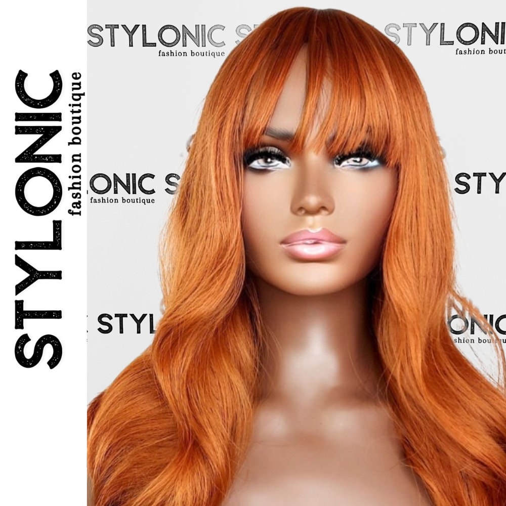 Ginger Red Perücke - Wispy Fringe, Natürliche Gewellte Kunsthaar Cosplay Perücken Für Frauen 26 Zoll von StylonicWigs