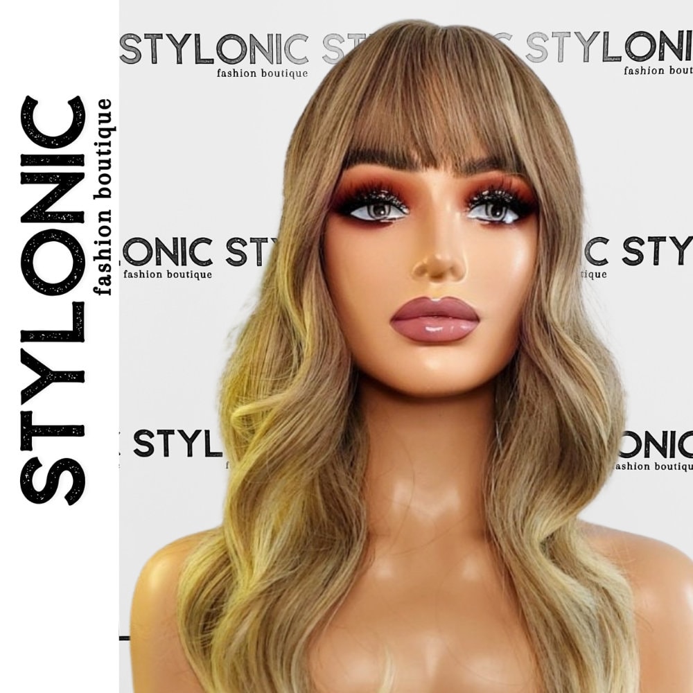 Natürliche Haarperücke Blond - Wispy Pony, Lockige Textur, Klebstoffloses Design, Kunsthaar-Perücken Für Frauen von StylonicWigs