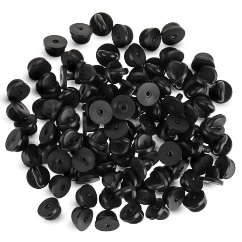 100 Stück Gummi-Pin-Rückseite, Schmetterlingsverschluss Pins Aus Gummi Anstecker Verschluss Gummi Pin, Ersatz Anstecknadel Für Anstecknadeln, Herstellung Von Schmuck, Hüten, Abzeichen, Uniform Schwarz von Styquenzer