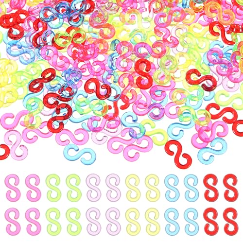 1500 Stück Loom Armbandhaken S-Clips für Loom Armbänder Gummibänder Armband-Clips gemischte Farben Kunststoff Band Clip Armbandverbinder Nachfüller für DIY Halskette Zubehör Gummi Stecker von Styquenzer