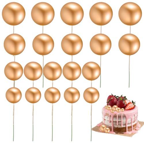 20 Stück Tortendeko Kugeln Gold Tortendeko Mini-Ballons Geburtstag Kugel Cake Topper Schaumkugeln Torte Ball Kuchen Cake Topper Kuchen Dekoration Kugeln Für Hochzeit Birthday von Styquenzer