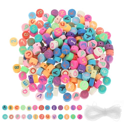 200 Stück Buchstabenperlen für Armbänder, Perlen für Armbänder 7 mm Acryl Rund Buchstaben Perlen Set Alphabet Beads mit Loch zum Auffädeln für Schmuckherstellung DIY Armbänder Halsketten Handwerk von Styquenzer