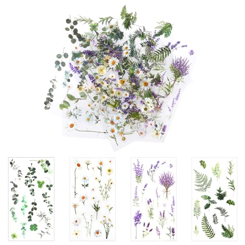 24 Stück Aufkleber Blumen Sticker Transparente Blumen Scrapbooking Aufkleber PET Flower Stickers Pflanzen Aufkleber für Scrapbook Fotoalbum Sammelalbum Laptops Handwerk von Styquenzer