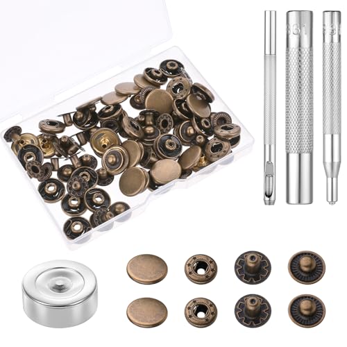 24 Stück Druckknöpfe, 15mm Metall Druckknopf Set mit 4 Druckknöpfe Installationswerkzeuge Messing Druckknopf Kleidung Druckknöpfe für Bekleidung, Schuhe, Hutstoffe, Jeans, Canvas, Jacken, Handtaschen von Styquenzer