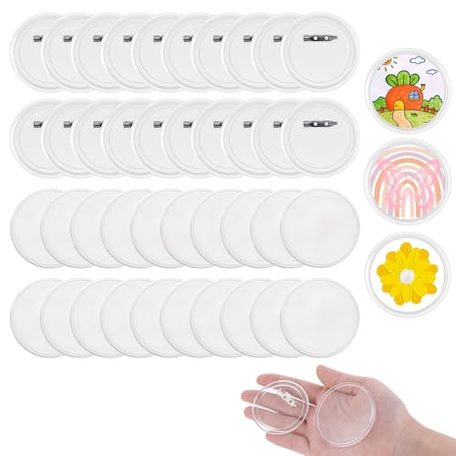 25 Stück Buttons Selber Machen Ohne Buttonmaschine, 60mm Acryl Buttons Pins Anstecker Transparente DIY Buttons Anstecker DIY Anstecker Pin für Foto, Kleidung, Weihnachtsfeier, Bild, Schule von Styquenzer