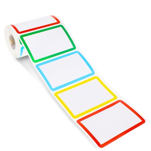 300 Stück Namensetiketten Namensschilder für kleidung Farbige Selbstklebeetiketten Geeignet Aufkleber Namen Etiketten Selbstklebend Bunt Grenz Name Tag Sticker für Küche, Schule, Büro 89 x 57mm von Styquenzer