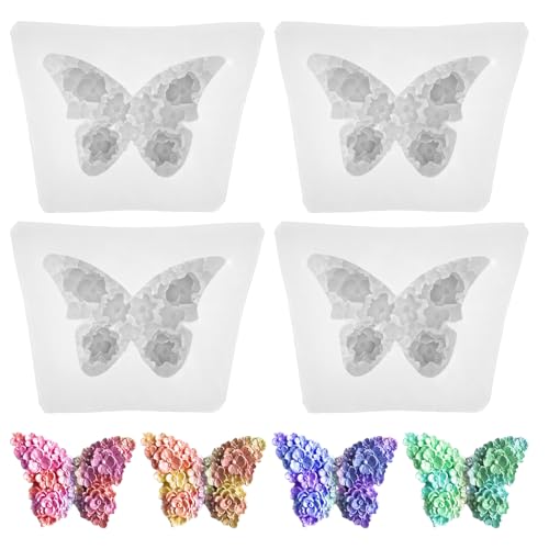 4 Stück Blume Schmetterling Silikonformen, Kerzen Formen Silikon Schmetterlingsform Epoxidharz Formen Silikon Silikonformen Gießformen Kerzenformen zum Gießen für Kerzen, DIY, Seife, Schokolade von Styquenzer