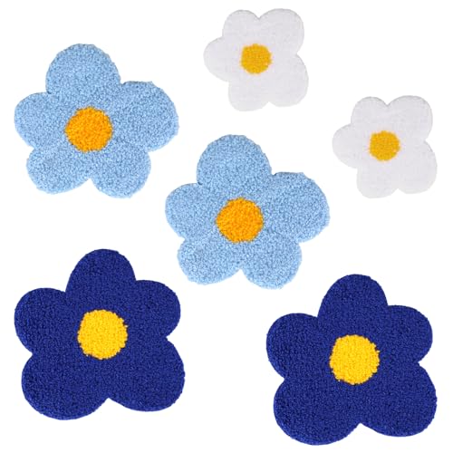 6 x Blumen-Aufnäher zum Aufbügeln, niedliche Stickerei-Aufnäher, florale Kleidung, Reparatur-Applikation, zum Aufnähen auf Kleidung, Kleid, Hut, Jeans, DIY-Reparatur und Dekoration von Styquenzer