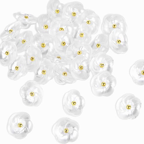 Blumenknöpfe, 30 Stück, durchscheinend, Perlweiß, Hemdknöpfe, niedlich, transparent, Blumenknöpfe zum Basteln an Röcken, Handschuhen, Pullovern, Hemden (1,2 cm Durchmesser) von Styquenzer