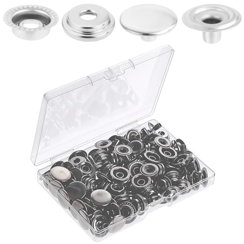 Druckknöpfe Set, 160 Stück 15mm Druckknöpfe Metall Silber Druckknopf Metall Nähzubehör Kleidung Druckknöpfe für Kleidung, Schuhe, Hüte, Leder, Jeans, Canvas, Jacken, Handtaschen von Styquenzer