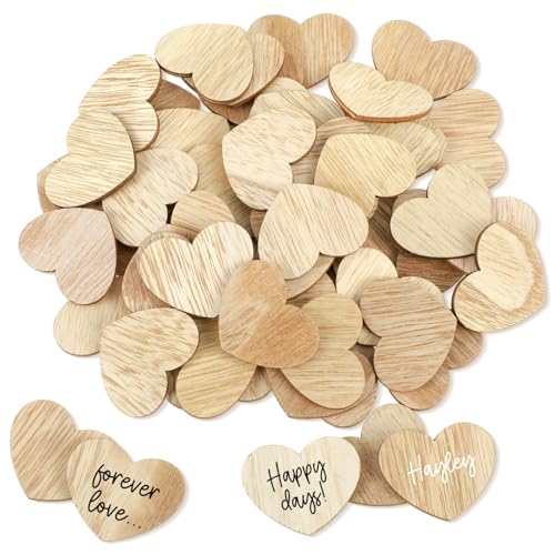 60 Stück Holzherzen zum Beschriften, 4×3.2 cm Holzherzen Hochzeit Holzherzen Deko für Hochzeitsdeko Tisch Streudeko Hochzeit für Hochzeit Valentinstag Geburtstag Party Kartenherstellung DIY Handwerk von Styquenzer