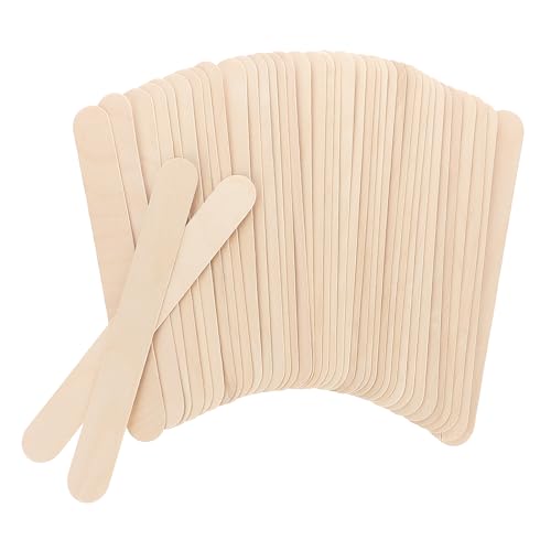 Holzstäbchen zum Basteln, 60 Stück Farbrührstäbchen 20,3 cm Zungenspatel Holzfächergriffe Sticks Jumbo Bastelstäbe Große Popsicle Sticks für Hochzeitsprogramme Malerei DIY Handwerk Herstellung von Styquenzer