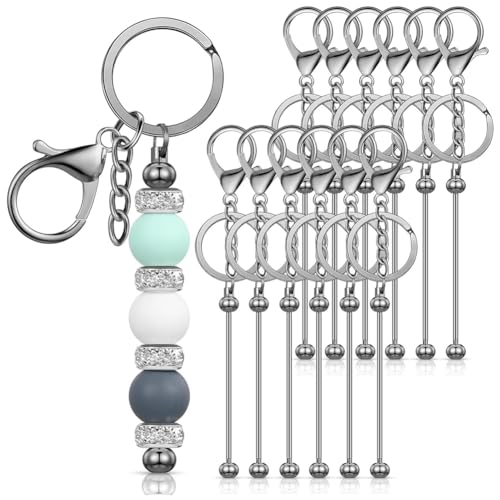 Stytpwra 12 Stück Schlüsselanhänger aus Perlen für Perlen, Schlüsselanhänger, Schlüsselanhänger aus Metallperlen, für Schlüsselanhänger, DIY-Projekte, Anhänger, einfach zu verwenden von Stytpwra