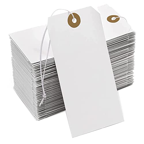 Stytpwra Papieretikett mit großem Loch zur Verstärkung mit Befestigung, 200 Papieretiketten zum Aufhängen mit elastischem Band von Stytpwra