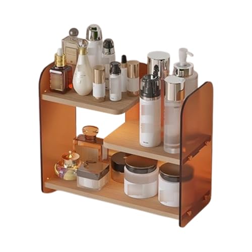 3-Stufiger Make-Up-Organizer Für Die Arbeitsplatte, Make-Up-Organizer Aus Holz Und Acryl, Parfümablage Und Aufbewahrungsregal Für Den Schminktisch, Geeignet Für Alle Höhen Von Kommoden/Badezimmer von Suafif