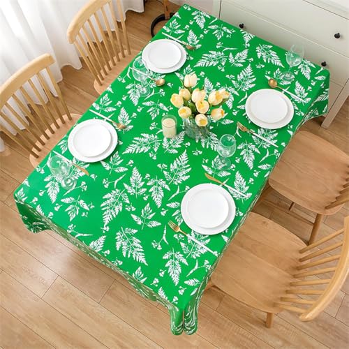 Subakvo Vinyl-Tischdecke mit Flanell-Rückseite, wasserdicht, lichtbeständig, abschließbarer Rand, Blumen- und Fischgrätenmuster für Esszimmer, Partys und den Außenbereich (Blumen, Grün, 152,4 x 259,1 von Subakvo