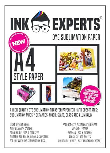 Ink Experts Subli-Style A4, Sublimationspapier, 120 g/m² 100 Sheets von Subli-Sure
