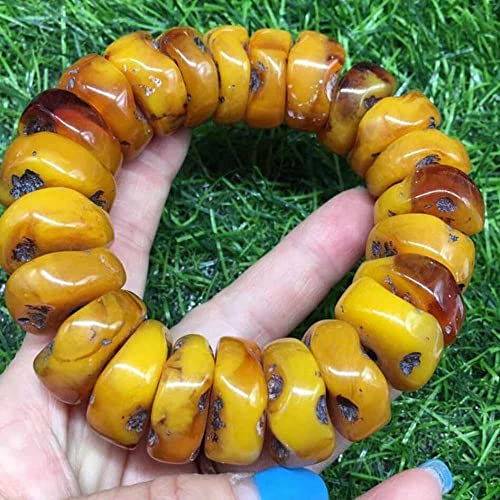 Armreif 22mm Natürliches Mexiko Succinum Bienenwachs Bernstein Perlen Armband Allerheiligen Chakra Bead#20368 von Sudemota