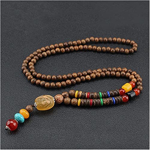 Halsketten Vintage handgefertigte Nepal Halskette buddhistische Holzperlen Anhänger Halskette ethnische Horn Fisch Lange Aussage Schmuck (Size : Style7) von Sudemota