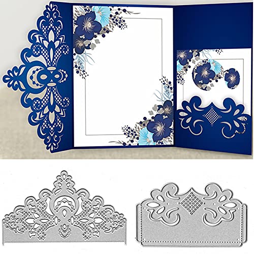 2 Stück Spitzen-Blumen-Metall-Stanzformen, Hochzeitsgruß Wiege Rahmen Rand Stanzschablonen Stanzschablonen für DIY Scrapbooking Fotoalbum dekorative Prägung Papier Kartenherstellung von Suds&WH