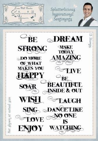 Creative Expressions Sentimentally Yours Splatterlicious Inspirational Sentiments Stempel-Set, A5, transparent von Sue Wilson