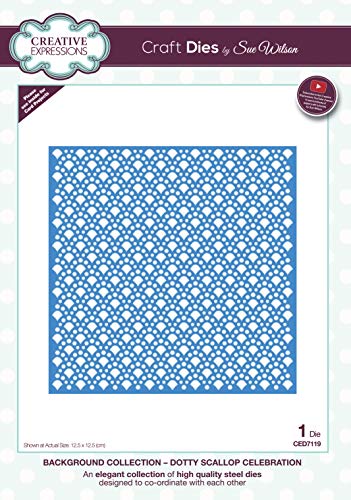 Creative Expressions Stanzformen Background Dotty Scallop Celebration Metall-Schablone zum Stanzen - Für DIY-Papier-Designs, Karten, Bullet Journal, kompatibel mit den meisten Prägemaschinen von Sue Wilson