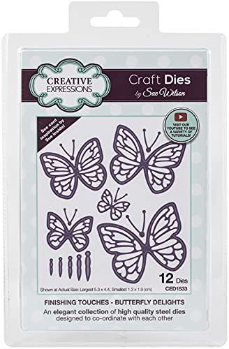 Creative Expressions Stanzformen Craft die finishing touches Butterfly delights Metall-Schablone zum Stanzen - Für DIY-Papier-Designs, Karten, Bullet Journal, kompatibel mit den meisten Prägemaschinen von Sue Wilson