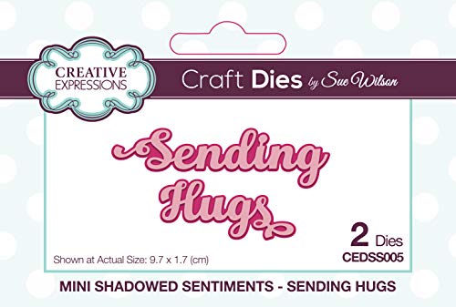 Creative Expressions Stanzformen Sue Wilson Die Mini Shadowed Sentiments Sending Hugs Metall-Schablone zum Stanzen - Für DIY-Papier-Designs, Karten, kompatibel mit den meisten Prägemaschinen von Sue Wilson