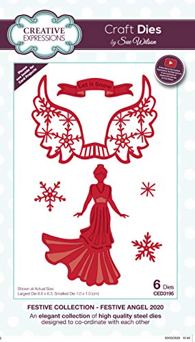 Creative Expressions Stanzformen Sue Wilson festive angel 2020 Metall-Schablone zum Stanzen - Für DIY-Papier-Designs, Karten, Bullet Journal, kompatibel mit den meisten Prägemaschinen von Sue Wilson