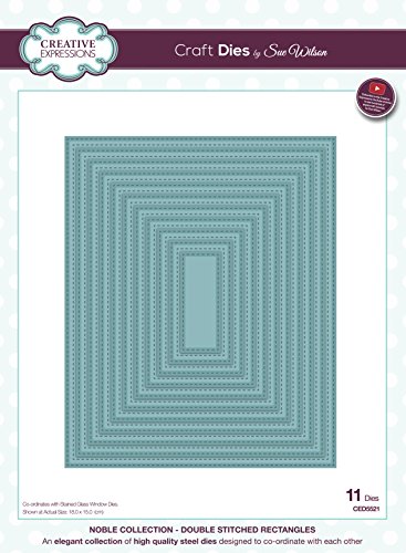 Sue Wilson Double Stitched Rectangles Craft Die Noble Collection Stanzform mit doppelten Nähten, rechteckig, Metall, Silber, 18 x 15 cm von Sue Wilson