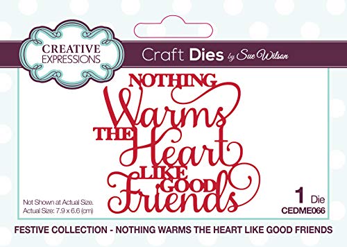 Sue Wilson Festive Collection Stanzschablonen-Set "Nothing Warms The Heart Like Good Friends", Metall, 7,9 x 6,6 cm von Sue Wilson