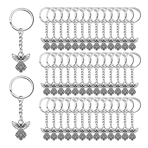 50 Stück Engel-Schlüsselanhänger Engel-Anhänger Schlüsselanhänger Silberton Schutzengel Charm Schlüsselanhänger Gastgeschenk für Babyparty Braut Hochzeit Charm Party Gastgeschenke von SueaLe