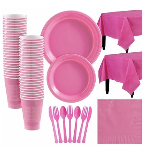 Suertestarry 102 Pas Partyteller, Teller und Servietten Partyzubehör, Partyteller und Becher und Servietten Sets, geeignet für 20 Personen für eine Geburtstag Hochzeit Party (Rose) von Suertestarry