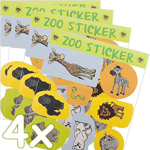 32-teiliges Sticker-Set * Zoo & ZOOTIERE * für Kindergeburtstag und Mottoparty | Kinder Aufkleber Tiere Party Set von Süsse Tiere: