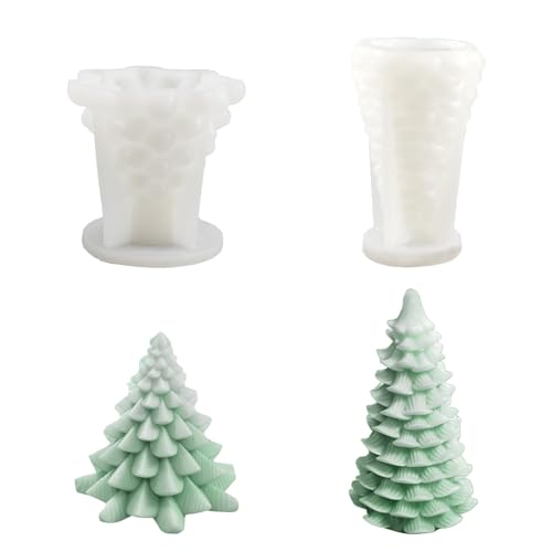 2 Stück Silikonform Tannenbaum, 3D Kerzengießform, DIY Kerzengießformen, Gießformen Weihnachten, Silikonform Weihnachten für die Herstellung Von Kerzen, Weihnachten Handwerk Ornamente von Suevut