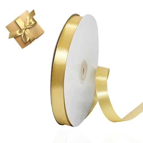 91 m Geschenkband Gold, Geschenkband Breit 1.5cm, Satinband Gold, Goldenes Geschenkband für Weihnachten Geschenkverpackungen, Hochzeit, Taufe Und Geburtstag Geschenke von Suevut