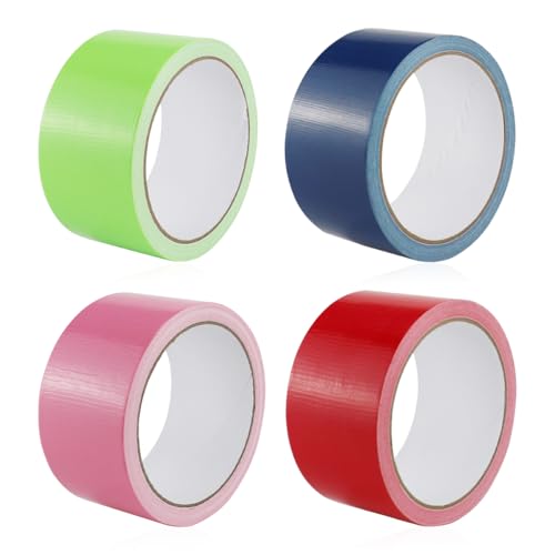 Suevut 4 Rollen Panzertape Bunt, Buntes Klebeband 5cm x 10m, Teppich Klebeband, Allzweck Gewebeband, Farbiges klebeband, für Bündeln, Abdichten, Reparaturen, Industrielle, Markieren, Partydekoc von Suevut