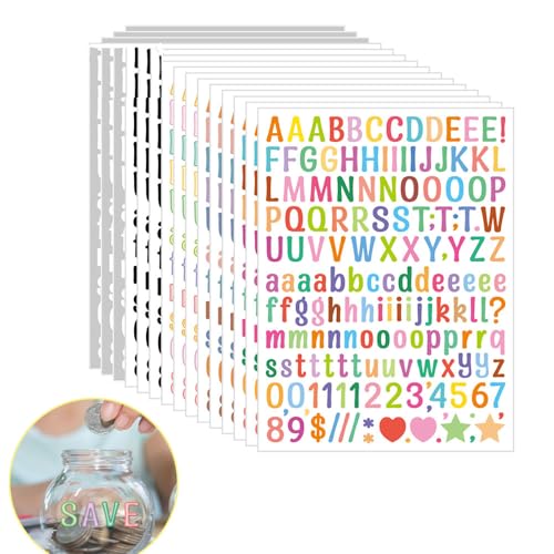 2280 Stücke Buchstaben Aufkleber,15Blätter Selbstklebendes Vinyl Buchstaben Zahlen Kit, Bunte Klebebuchstaben Aufkleber,für Postfach,Schilder,Adressnummer,DIY Scrapbooking,Dekorationskunst von Sufune