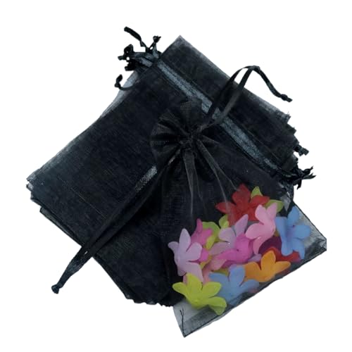 50 Organzasäckchen Schwarz Organzabeutel Organza Schmuck Säckchen Geschenktüten für Verpackung, 10 x 15 cm von Sufune