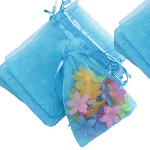 Sufune Organzasäckchen Organza10 * 15CM, 50 Stück mit Kordelzug, Bonbons Geschenk Schmuckbeutel (Blau) von Sufune