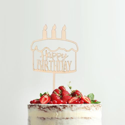 Tortendeko Geburtstag Holz - Happy Birthday Cake Topper - Tortenstecker für Geburtstagstorte - Kuchendekoration zum Geburtstag für Kinder und Erwachsene Tortendeko Geburtstag Holz - Happy Birthday Cake Topper - Tortenstecker für Geburtstagstorte - Kuchendekoration zum Geburtstag für Kinder und Erwachsene von Sufune