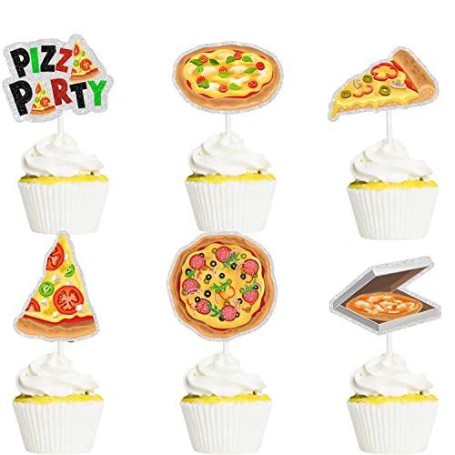 18 Stück Cupcake-Topper mit Pizza-Thema – ideal für Pizza-Nacht-Partys, Pizza-Themen-Geburtstagsfeiern für Jungen und Mädchen und Babyparty-Dekorationen von SugarGera